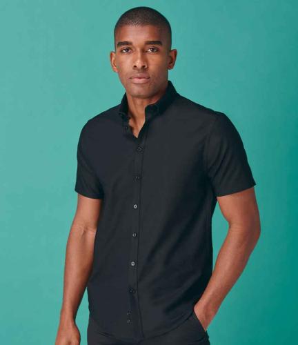 Henbury Modern Short Sleeve Slim Fit Oxford Shirt - BLK - XXL